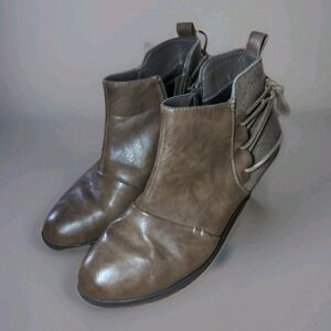 Pierre Dumas Women's Brown Booties Side Zip With Rear Ties  SZ‎ 9